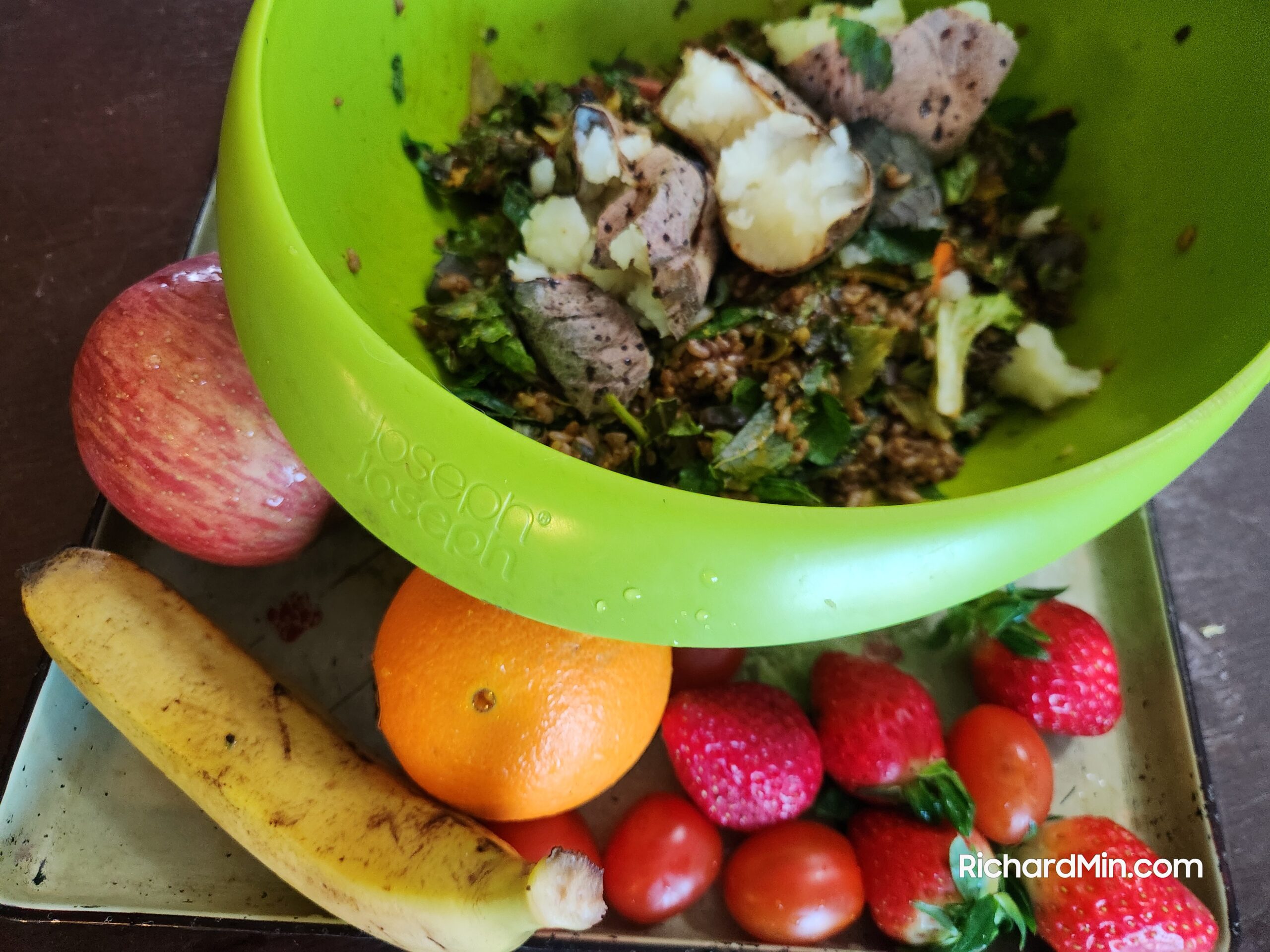 I eat WFPB* food (shown here), and I’m a vegan by choice.